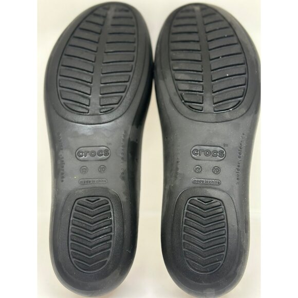 Crocs Women's Ballet Black Flats Decorative Ruffle Flower Toe Detail SZ W10 - Picture 5 of 5